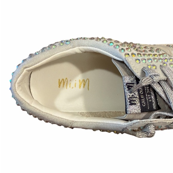 MiiM Rhinestone Sneakers Size 8.5 Gray White Lace Up Low Top Sparkle NEW - Picture 9 of 13